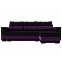 Угловой диван Честер микровельвет (черный/фиолетовый)  - Изображение 3